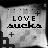 identical pixelated icons with 'LOVE sucks' text, each featuring a textured gray background and black border elements