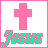 nine square icons featuring a pink cross above the word "Jesus" in varying color schemes and styles