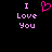 Pixelated text and heart symbol on black background, with pink 'I Love You' repeated twice.