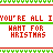 Animated contact sheet of a pixel-art Christmas-themed icon showing changing text across 18 frames with red and green color scheme.