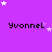 Purple background with white stars and repeated 'yvonnell' text in black pixelated font across three