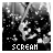 A 4x4 contact sheet of a black-and-white animated icon showing the word "SCREAM" with varying pixelated text and background effects across 15 frames.