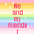 Pixelated text on rainbow stripes with sparkles, featuring phrases like 'Me and my friends' and 'we da bomb' in red, pink, and white.