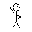 A 5x4 contact sheet of pixel art stick figure animations and "DANCE!" text blocks in black-and-white, showing sequential motion frames from a dancing icon.