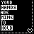 Black background with white pixelated text reading 'YOUR HANDS ARE MINE TO HOLD' in stacked segments, bordered by dotted lines and a heart symbol.