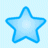 A static pixelated star icon with a light blue fill and darker blue outline on a pale blue background.