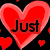 Red heart-shaped icons with black text 'Just Please Have A Heart' over beach and grayscale backgrounds.