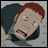 A 48x48 pixel buddy icon featuring a cartoon character with red hair and an exaggerated expression on the left, paired with "Anime IM" text in white pixelated font on a black background to the right.