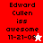 Pixelated text reads 'Edward Cullen iss awesome 11-21-08' with a white star on red background and red star on white background.