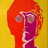 Pixelated cartoon-style icon of a person with red hair and sunglasses on yellow background, transitioning to purple hair against light blue backdrop.