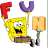 A static cartoon image of Spongebob Squarepants holding a purple U-shaped balloon and an orange sign, surrounded by red pixelated text explaining the letters F, U, and N in a playful context.
