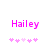 Pixelated pink text 'Hailey' above a of five pink and light pink flower icons on a white background