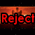 Two horizontal display red text on an orange background with pixelated figures; top reads "Reject False Icons" and bottom reads "Respec True Icons."