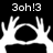 Black-and-white animated icon with '3oh!3' text above hands forming a circle, showing frame variations in hand position and background contrast.