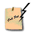 A light brown sticky note pinned with a gold thumbtack displays 'Call Fat' in black cursive, with a black or red zigzag line on the right side.