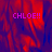 Pixelated red and blue background with repeated 'CHLOE!!' text in purple, featuring a gray on the right side