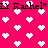 A static image with a bright pink background covered in white pixelated hearts, featuring repeated text "LY Rachel" in black pixelated font across the top and bottom