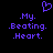 Purple pixelated text and heart symbol on black background, with identical left and right sections.