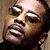 A pixelated split-screen image shows a person's face on the left and stylized text on the right against black background.