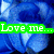Blue rose background with green text overlays reading 'Love me...', 'Or don't love me...', and 'Pick ONE' in pixelated font.