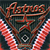 Pixelated static icon featuring red and white stylized text with a dark background, showing partial visibility of the word "Astros" in a cursive font above a circular emblem with radiating lines.