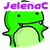 Animated green dinosaur icon with purple text "Jelenac" above, transitioning to a smaller version with "Rawr" text below.