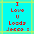 Pixelated red text on cyan background with yellow-green lines, displaying 'I Love U Loads Jesse x' in two identical