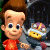A 50x50 pixel animated buddy icon featuring two cartoon characters on the left and green text reading "Original Icons .com" on a dark background, displayed as a contact sheet with two frames showing slight pose differences.