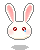 Four pixelated bunny head icons arranged in a , each with pink ears and red eyes showing different tear positions