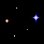 Black background with scattered white, blue, and red star-like shapes of varying sizes and brightness levels.