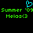 Pixelated cyan heart symbol above green text reading 'Summer '09' and 'Meloa<3' on black background.