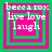 Four identical pixelated squares with green and pink borders display 'bccc a rox' text above 'Live love laugh' in white, arranged in a
