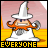 A 3x3 contact sheet of a pixel art animated icon featuring a wizard character with an orange mustache, white robe, and tall pointed hat across nine frames showing subtle facial expression changes.