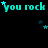 Animated text 'you rock' repeats across three with shifting star positions on a black background