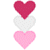 A contact sheet of two animated frames showing stacked pixelated hearts on the left and green text logo on a dark background on the right.