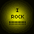 Yellow circular icon with black text "I ROCK" and exclamation marks, showing animation variation in the number of exclamation marks across frames.