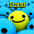 Yellow smiley faces with black eyes and mouths appear in a blue background of rounded shapes, accompanied by yellow text reading "Stand Out" and "and SMILE".