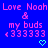 Pixelated text on blue background with pink and cyan elements, featuring repeated phrases and heart symbols.