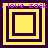 Four yellow square icons with purple borders display sequential nested square patterns and pink text reading 'i love zack' at the top of each.