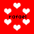Red background with white heart shapes and repeated black text 'rafael' in pixelated font.