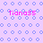 Pixelated text 'Tiana55' in pink appears four times on a light purple background with repeating blue circular patterns.