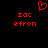Red pixelated text and a heart symbol on black background, with two identical side-by-side arrangements of 'zoc efron' below the heart.