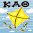 Static pixel art shows a yellow kite with brown frame against light blue sky background, text "KAO" above in black block letters.