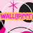 Pixelated animation of pink and black circular shapes with text overlays changing across frames.