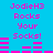 Pixelated text and audio visualizer elements on a bright blue background with pink lettering.