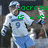 A pixelated image of a lacrosse player in white and blue uniform running with green text overlays.