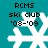 Teal background with four identical white snowflake icons arranged in a , each labeled 'RCMS ski club '08-'09' above it