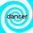 Four identical blue and white spiral patterns arranged in a , each containing the word 'dancer' in black text