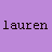Animated contact sheet of a purple background with repeated 'lauren' text and white heart shapes in various positions across frames.