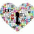 Heart-shaped collage of small images with black text 'I', 'Love', and 'U' appearing sequentially.
